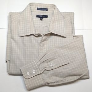 Burberry London checked/plaid shirt, size 16.5/36. Tan shirt.